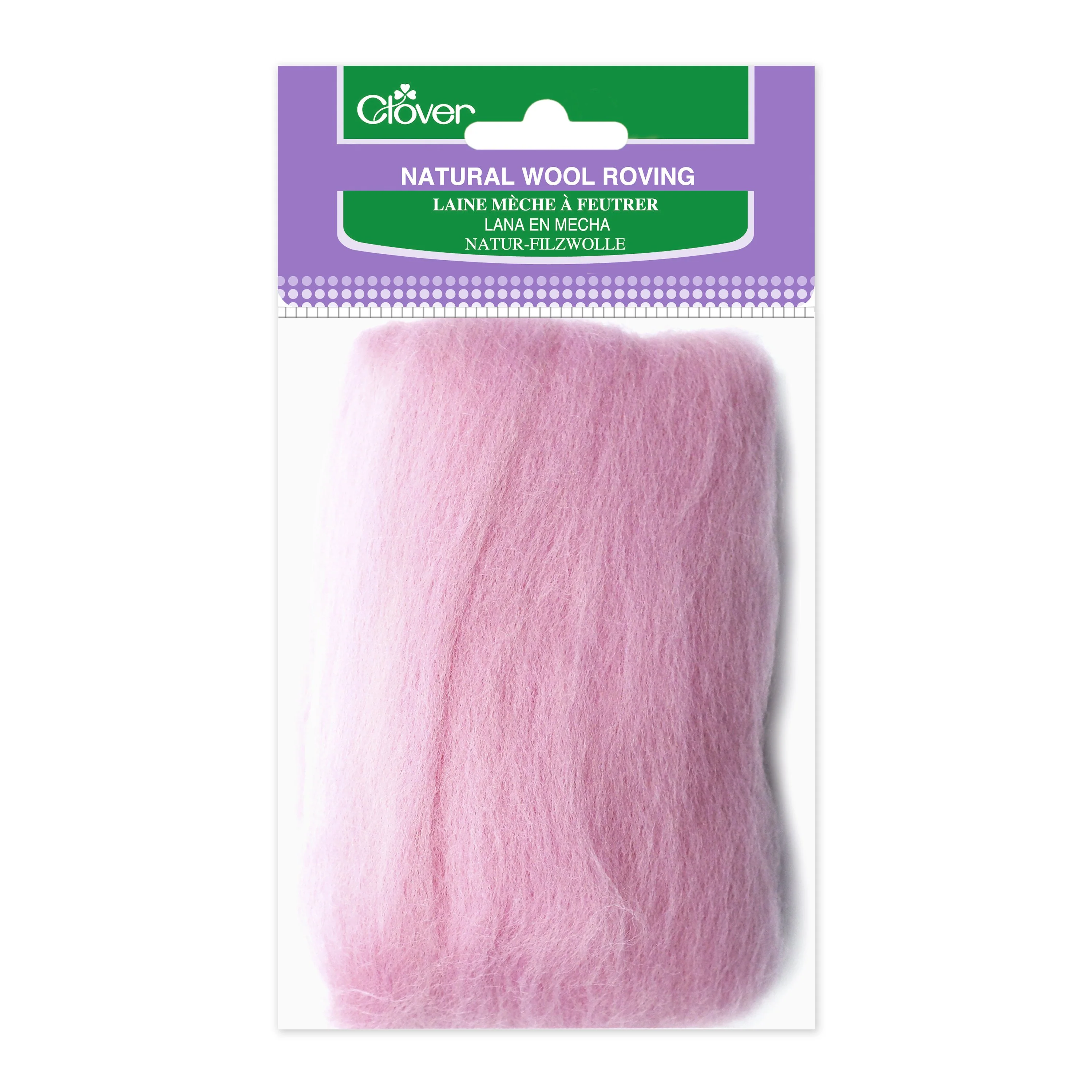 Natural Wool Roving (Pink)