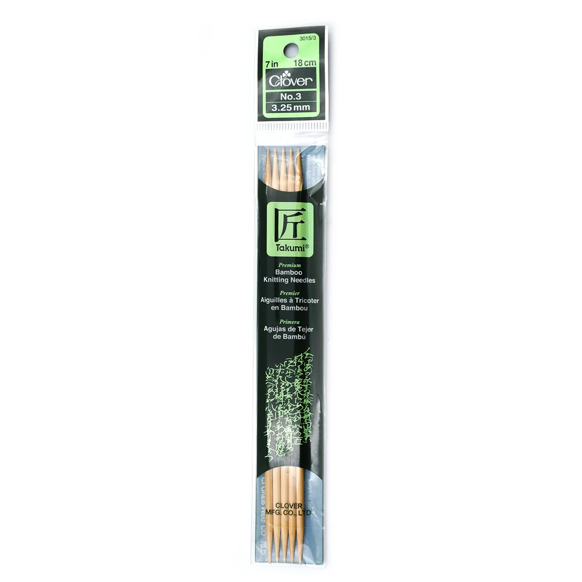 Takumi Bamboo Knitting Needles Double Pointed (7") No. 3