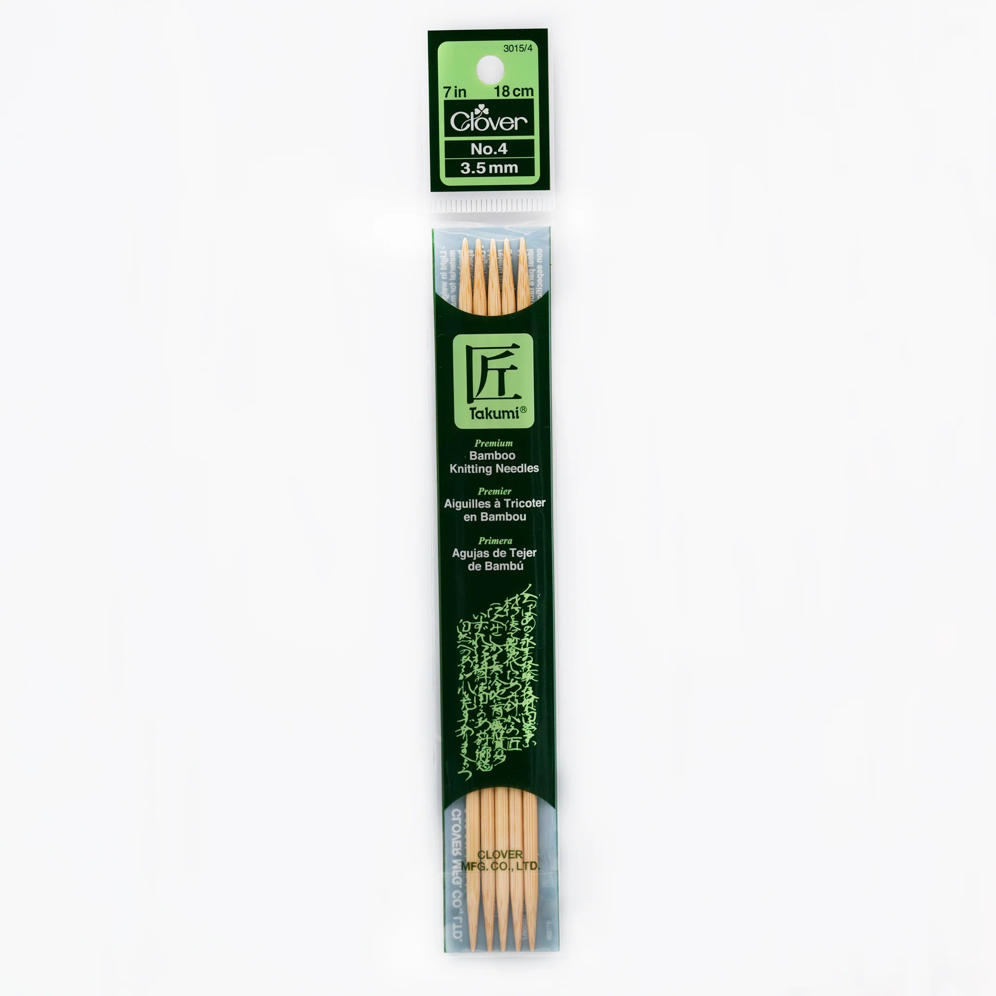 Takumi Bamboo Knitting Needles Double Pointed (7") No. 4