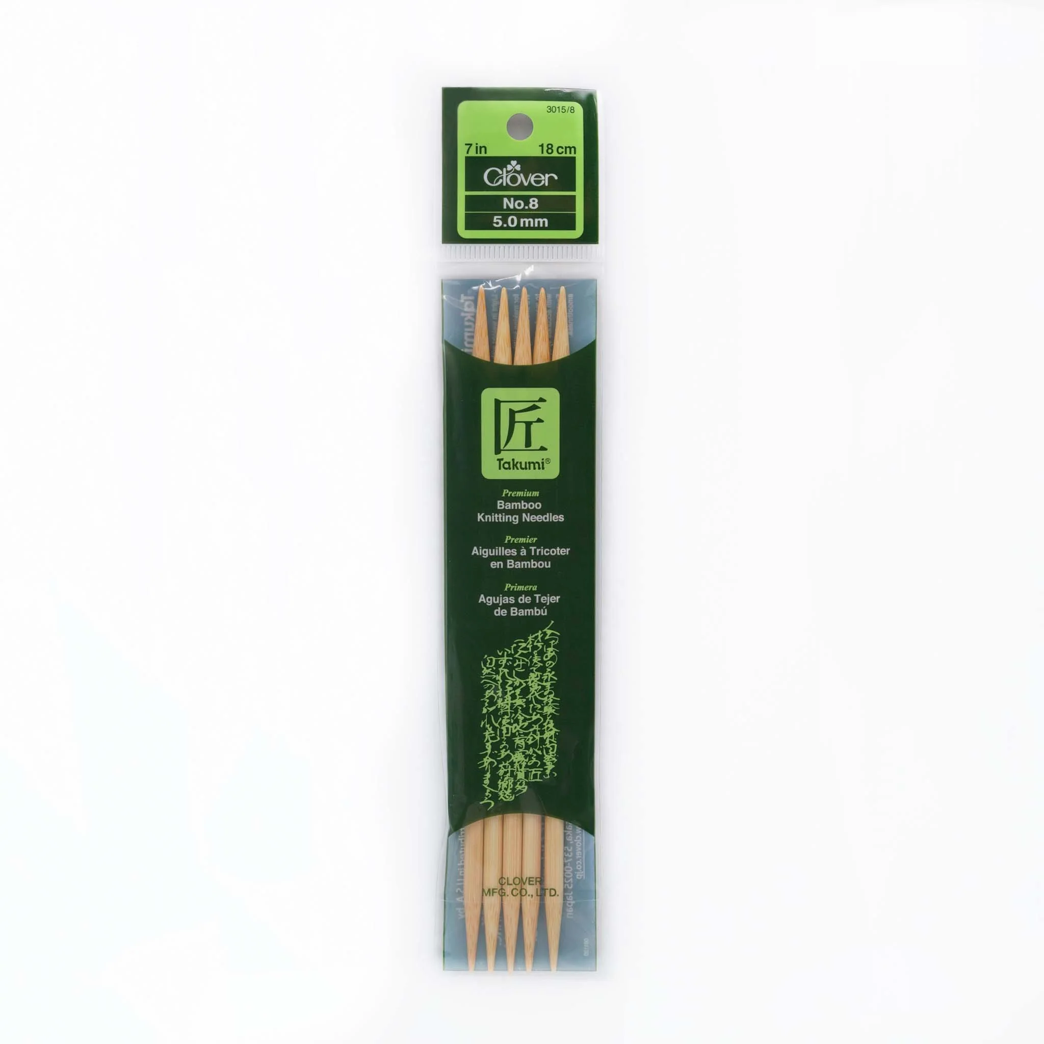 Takumi Bamboo Knitting Needles Double Pointed (7") No. 8