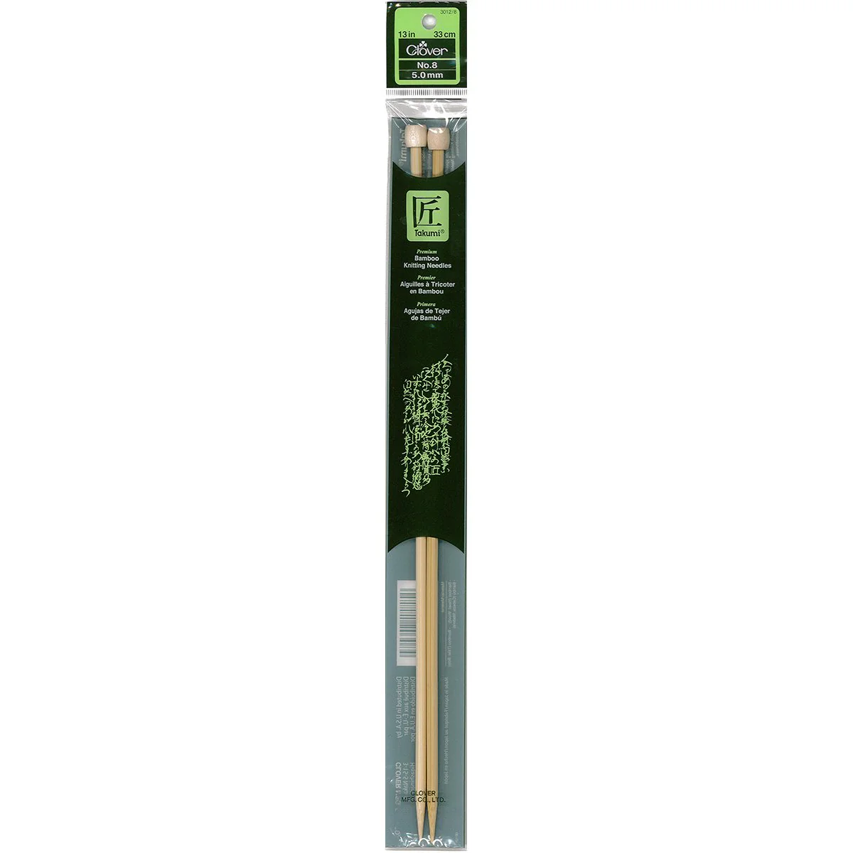 Takumi Bamboo Knitting Needles Single Pointed (13") No. 8