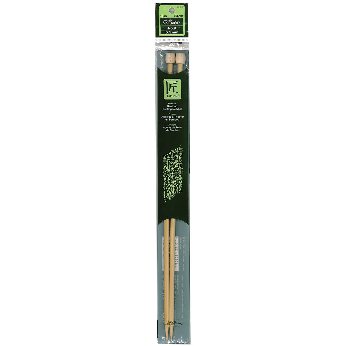 Takumi Bamboo Knitting Needles Single Pointed (13") No. 9