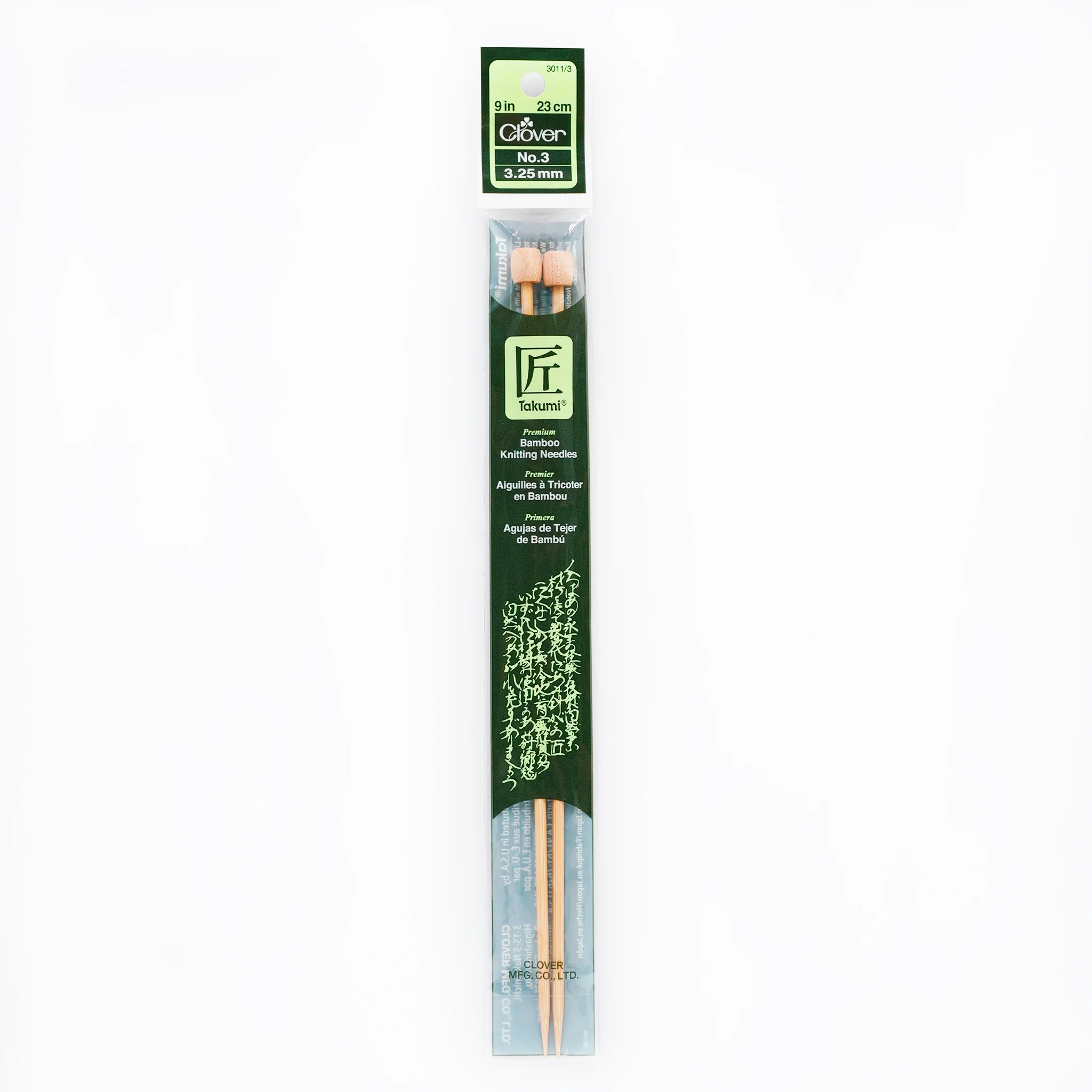 Takumi Bamboo Knitting Needles Single Pointed 9" No. 3 (3.25mm)