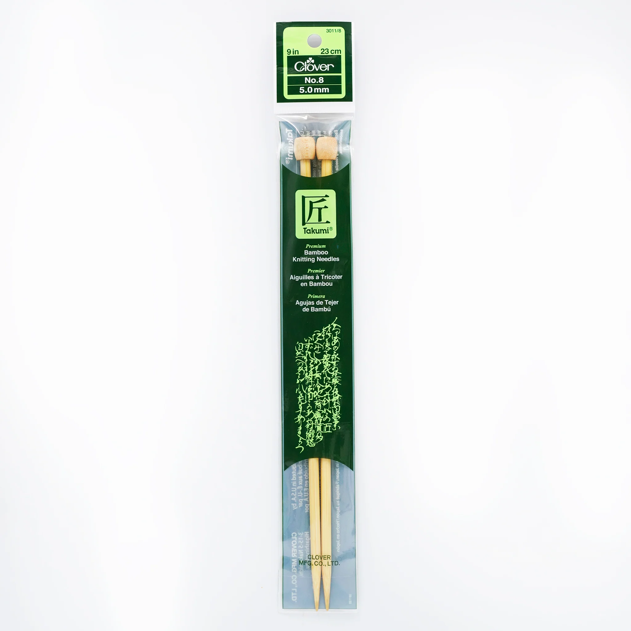 Takumi Bamboo Knitting Needles Single Pointed 9" No. 8 (5.0mm)