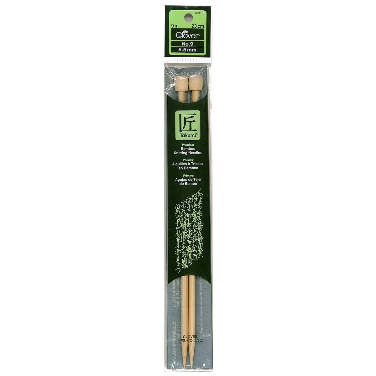 Takumi Bamboo Knitting Needles Single Pointed 9" No. 9 (5.5mm)